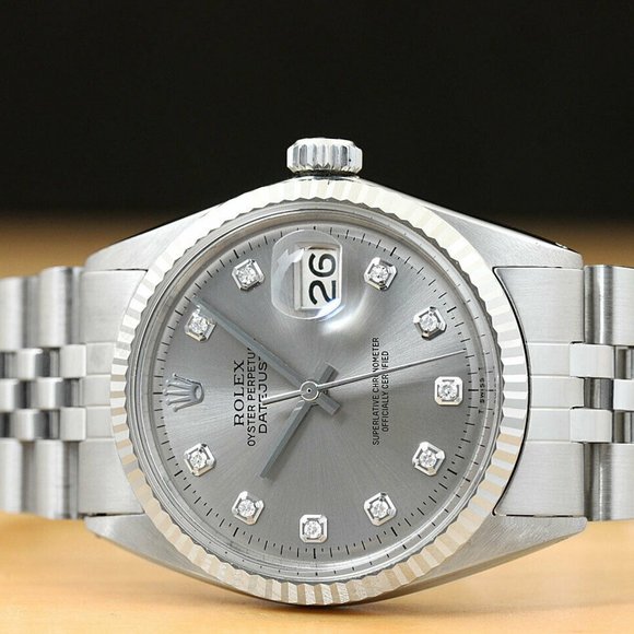 Sale! Rolex 36mm Gray Diamond Men's Watch - Picture 2 of 7